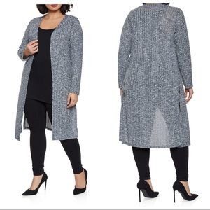 NEW•2X•Creme De La Creme Ciara Charcoal Longline Duster Sweater